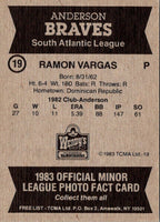 1983 TCMA Anderson Braves Ramon Vargas #19