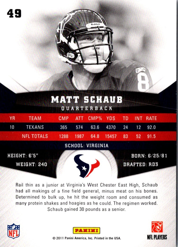 2011 Panini Gridiron Gear Matt Schaub