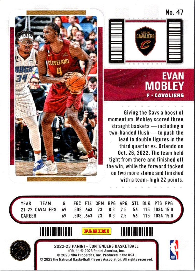 2022 Panini Contenders Season Ticket Evan Mobley