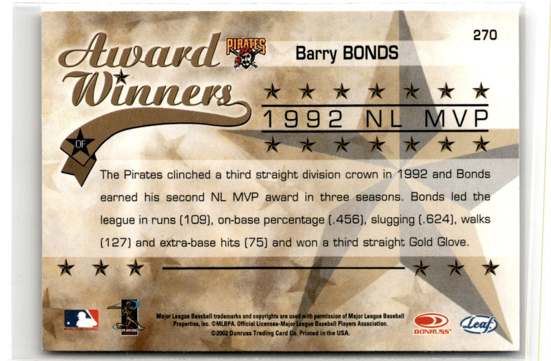 2002 Leaf Rookies & Stars Barry Bonds