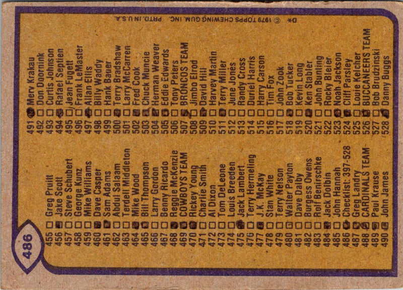 1979 Topps Checklist 265-396