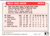 1991 ProCards Tomorrow's Heroes Willie Greene #263