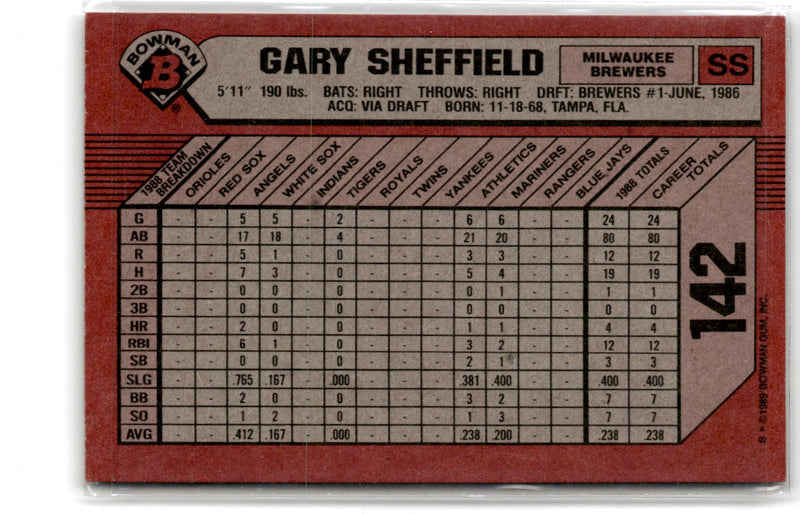 1989 Bowman Gary Sheffield