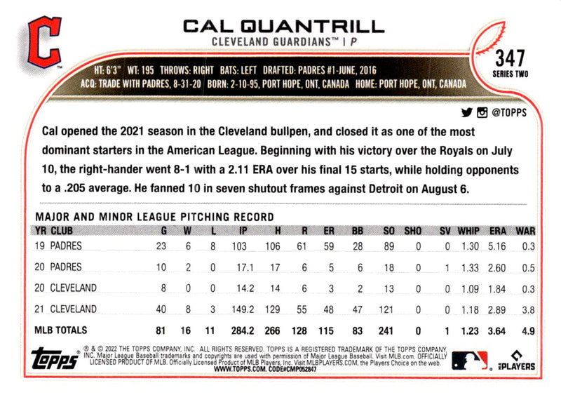 2022 Topps Cal Quantrill