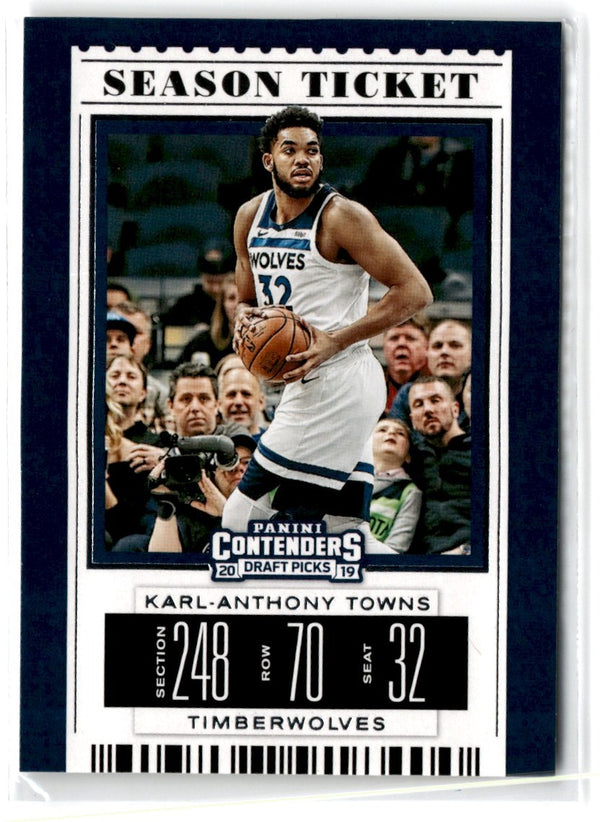 2019 Panini Contenders Draft Picks Ticket Blue Foil Karl-Anthony Towns #25