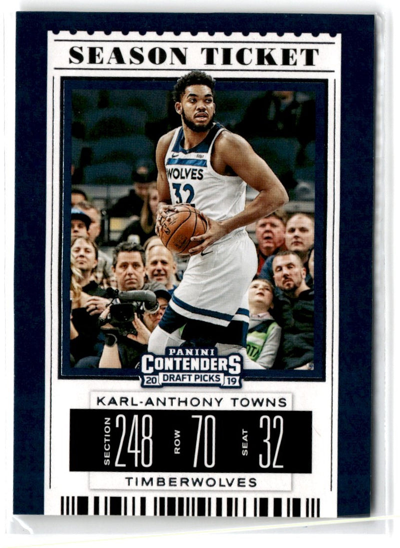 2019 Panini Contenders Draft Picks Ticket Blue Foil Karl-Anthony Towns