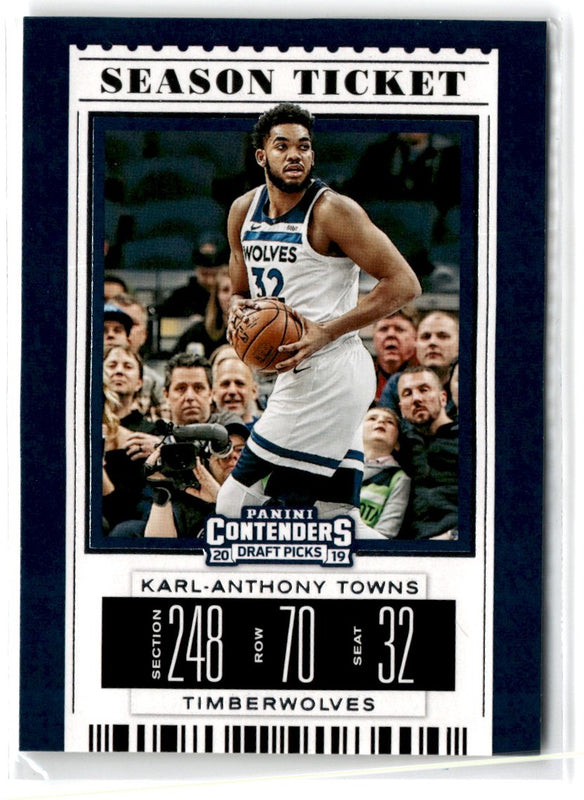 2019 Panini Contenders Draft Picks Ticket Blue Foil Karl-Anthony Towns #25