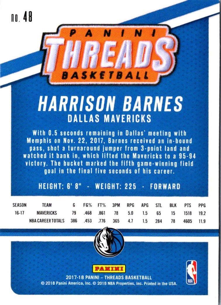 2017 Panini Threads Harrison Barnes