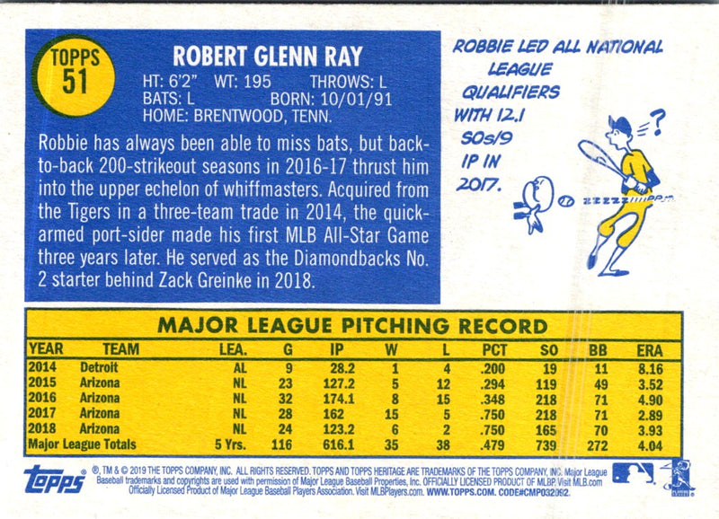 2019 Topps Heritage Robbie Ray