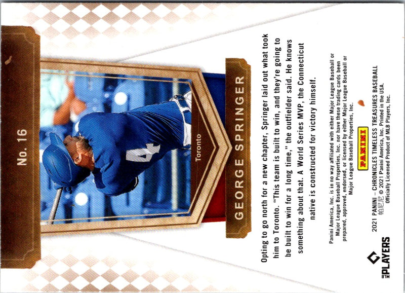 2021 Panini Chronicles Timeless Treasures George Springer