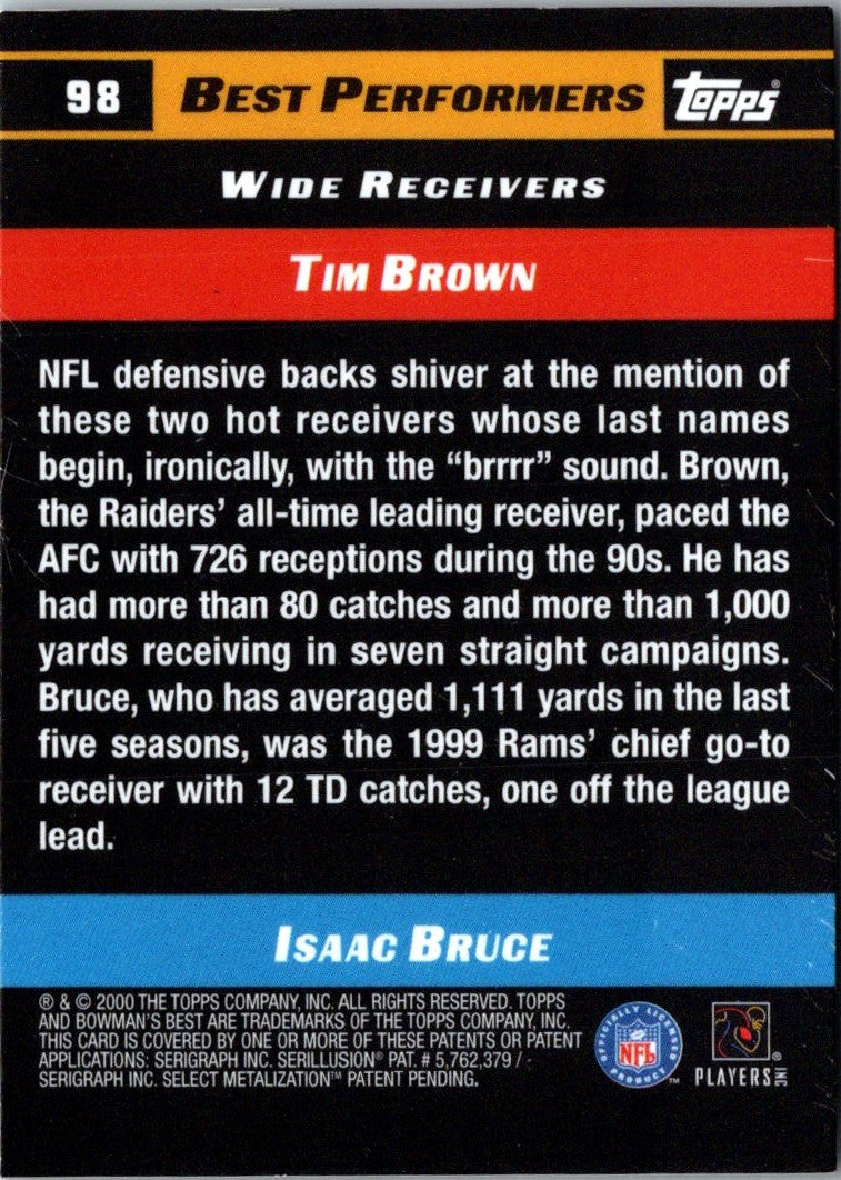 2000 Bowman's Best Tim Brown/Isaac Bruce