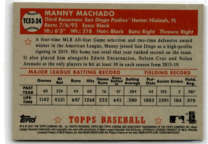 2021 Topps 1952 Redux Chrome Manny Machado