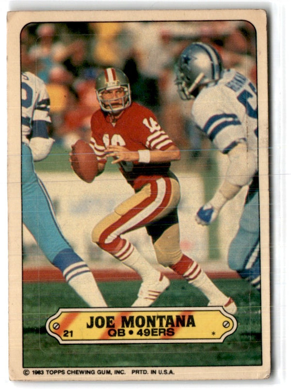 1983 Topps Sticker Inserts Joe Montana #21