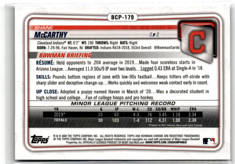 2020 Bowman Chrome Prospects Shane McCarthy