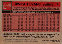 1981 Topps Coca-Cola Boston Red Sox Dwight Evans #3