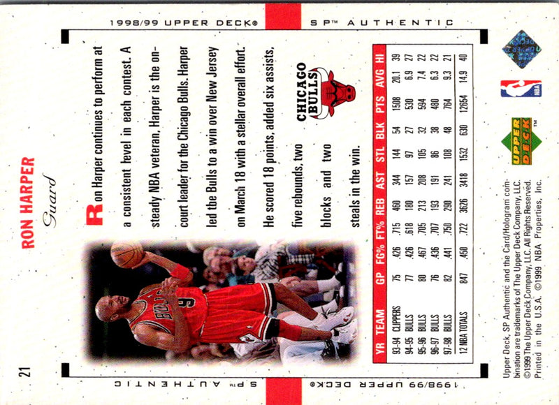 1998 SP Authentic Ron Harper