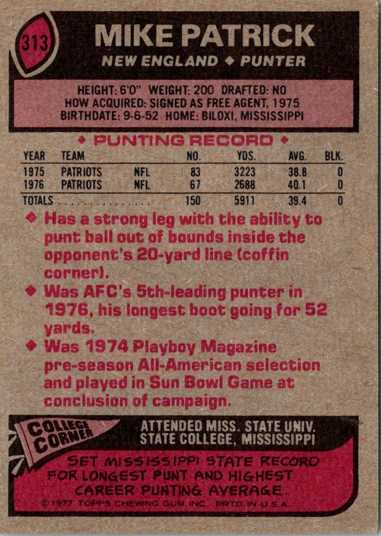 1977 Topps Mike Patrick