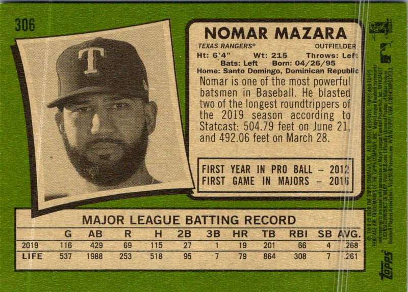 2020 Topps Heritage Nomar Mazara