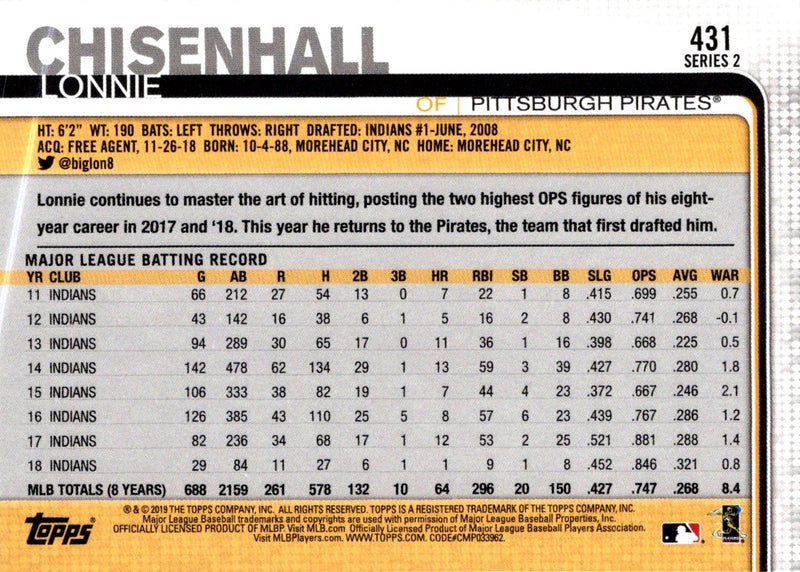 2019 Topps Lonnie Chisenhall