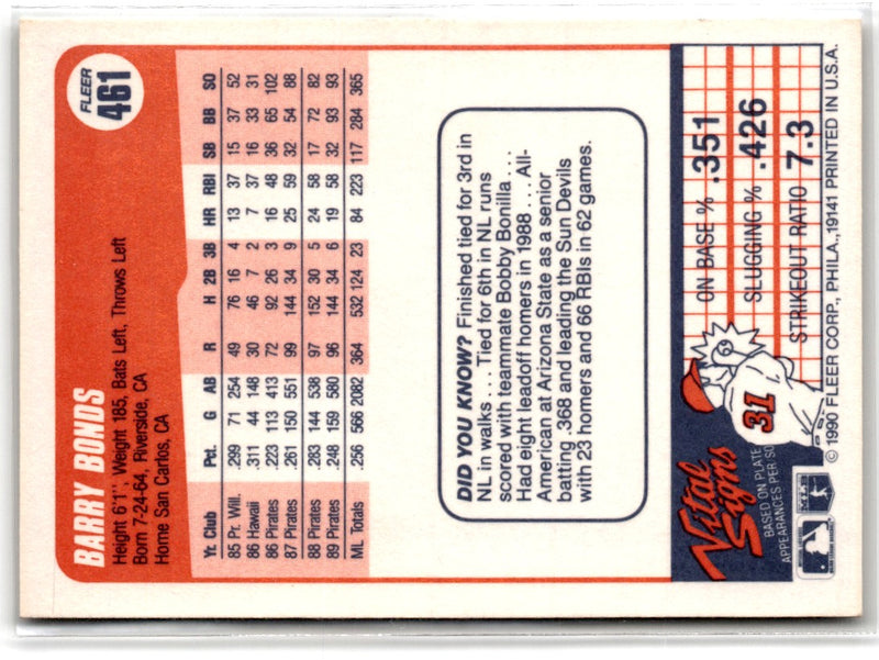 1990 Fleer Barry Bonds