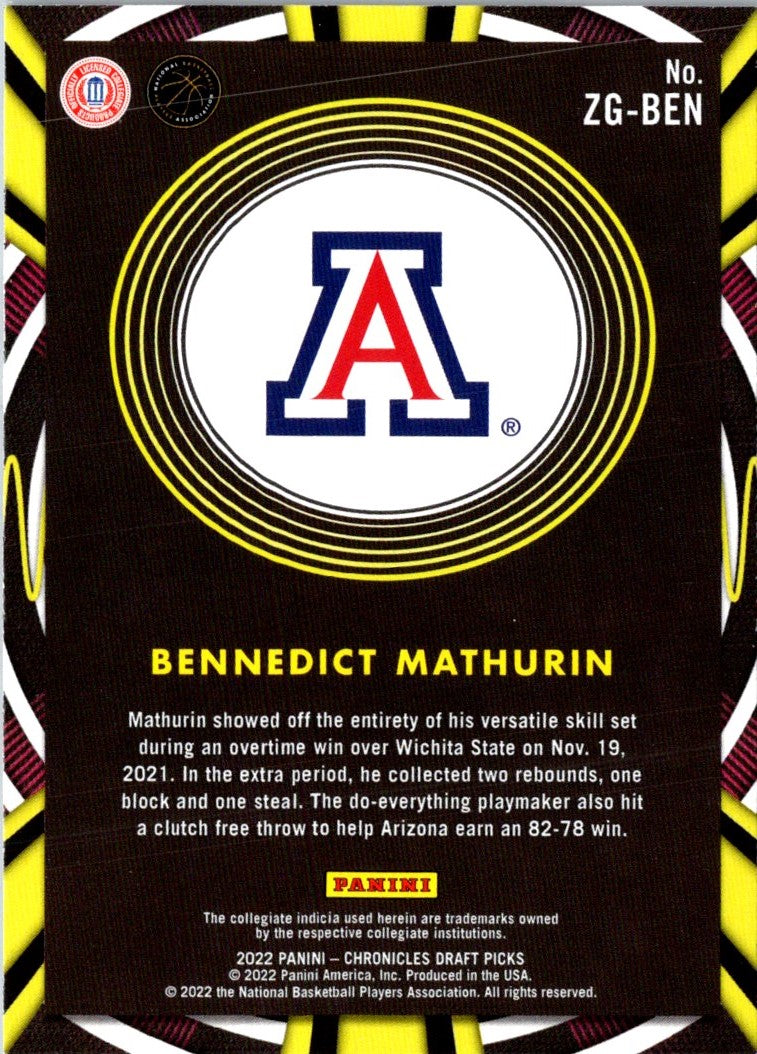 2022 Panini Chronicles Draft Picks Gamma Rays Bennedict Mathurin