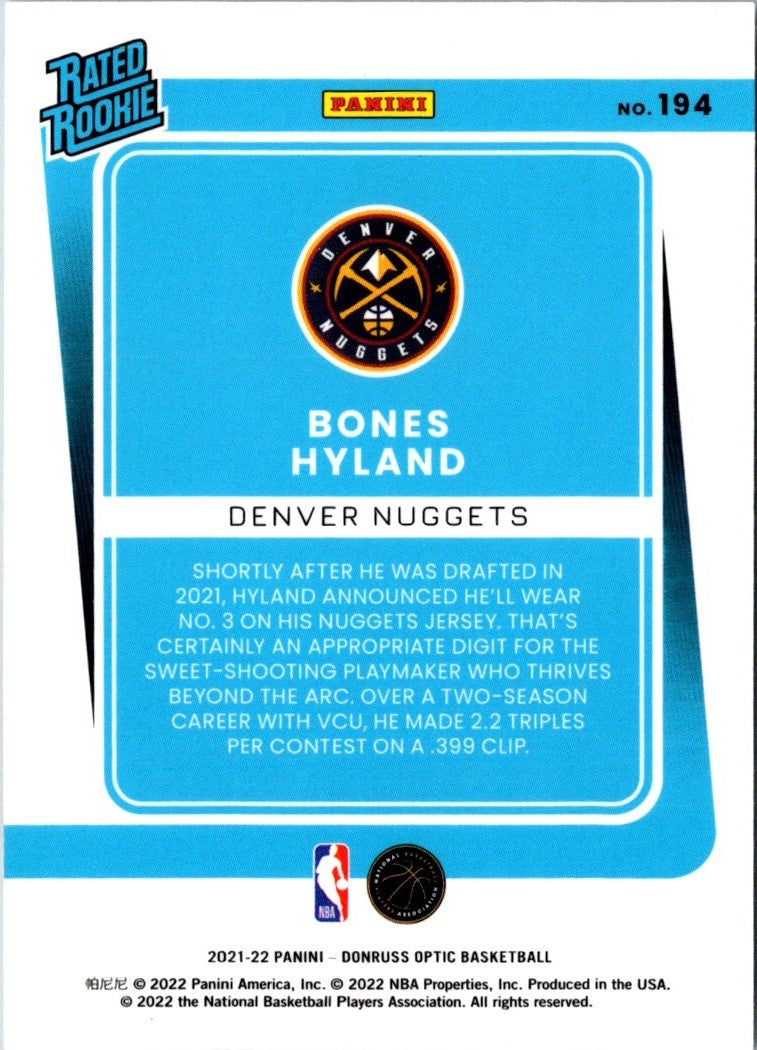 2021 Donruss Rated Rookies Bones Hyland