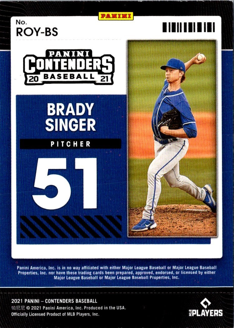 2021 Panini Contenders ROY Brady Singer