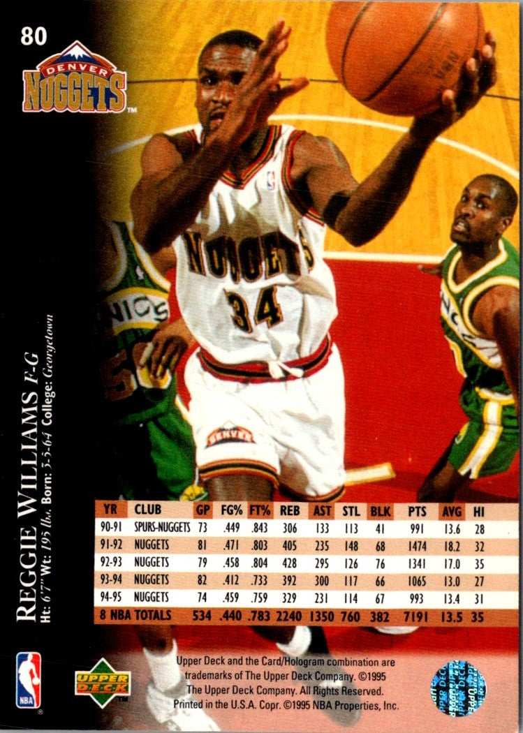 1995 Upper Deck Electric Court Reggie Williams