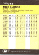 1986 Fleer Update Mike LaCoss