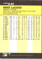1986 Fleer Update Mike LaCoss #U-62