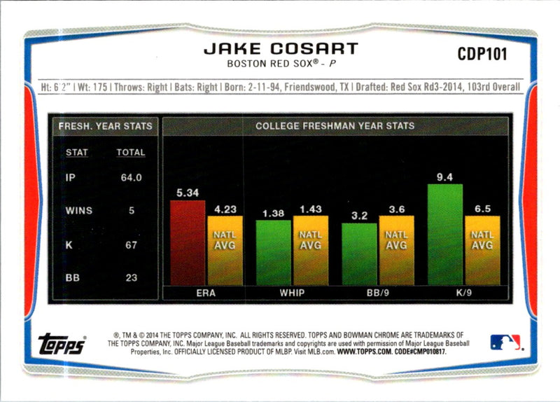 2014 Bowman Draft Picks & Prospects Chrome Jake Cosart