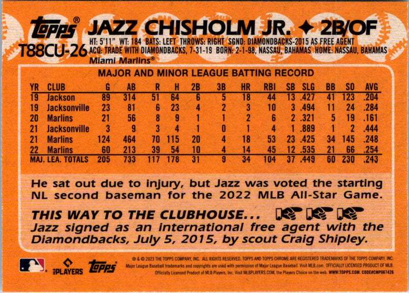 2021 Topps Gold Label Jazz Chisholm Jr.