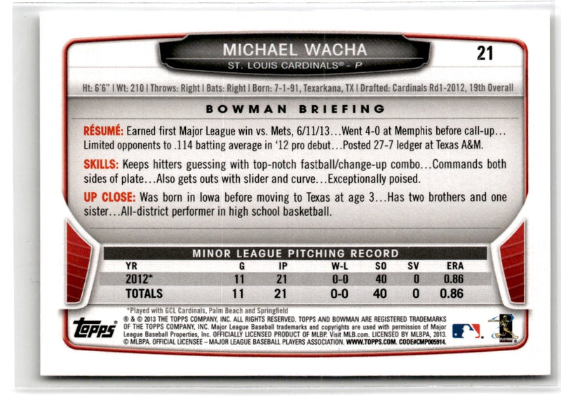 2013 Bowman Draft Picks & Prospects Michael Wacha