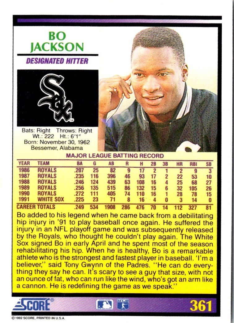 1992 Score Bo Jackson