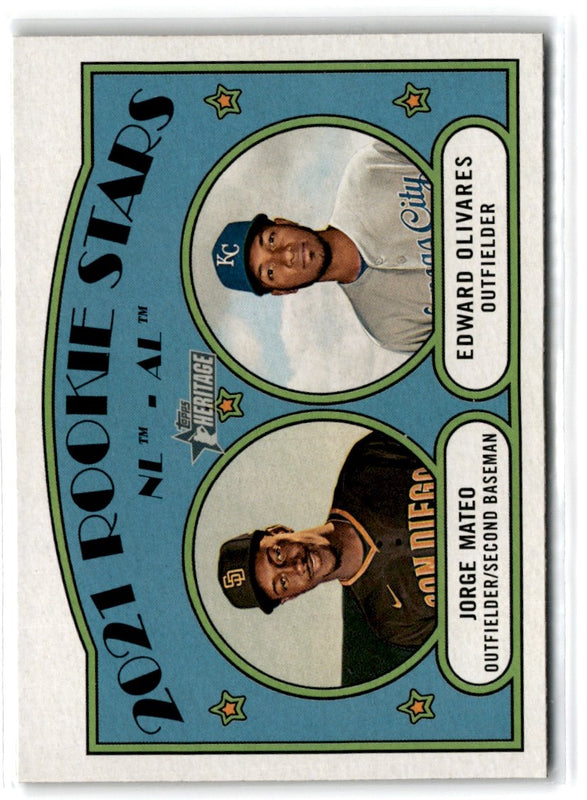2021 Topps Heritage 2021 Rookie Stars - NL -AL - Jorge Mateo/Edward Olivares PR50 #315