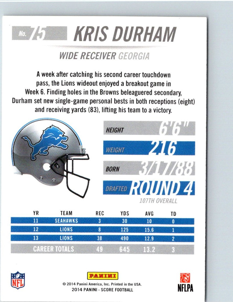 2014 Panini Hot Rookies Kris Durham