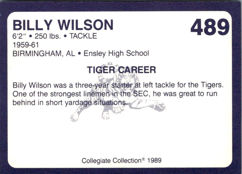 1989 Collegiate Collection Auburn Coke 580 Billy Wilson