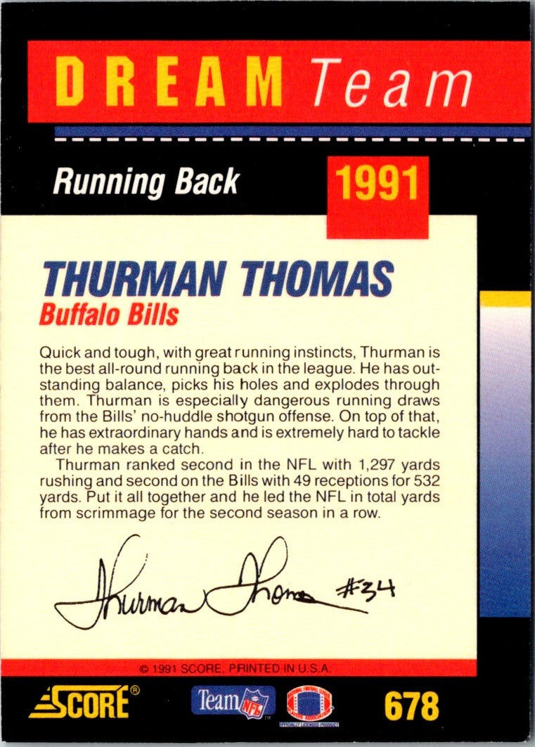 1991 Score Dream Team Thurman Thomas