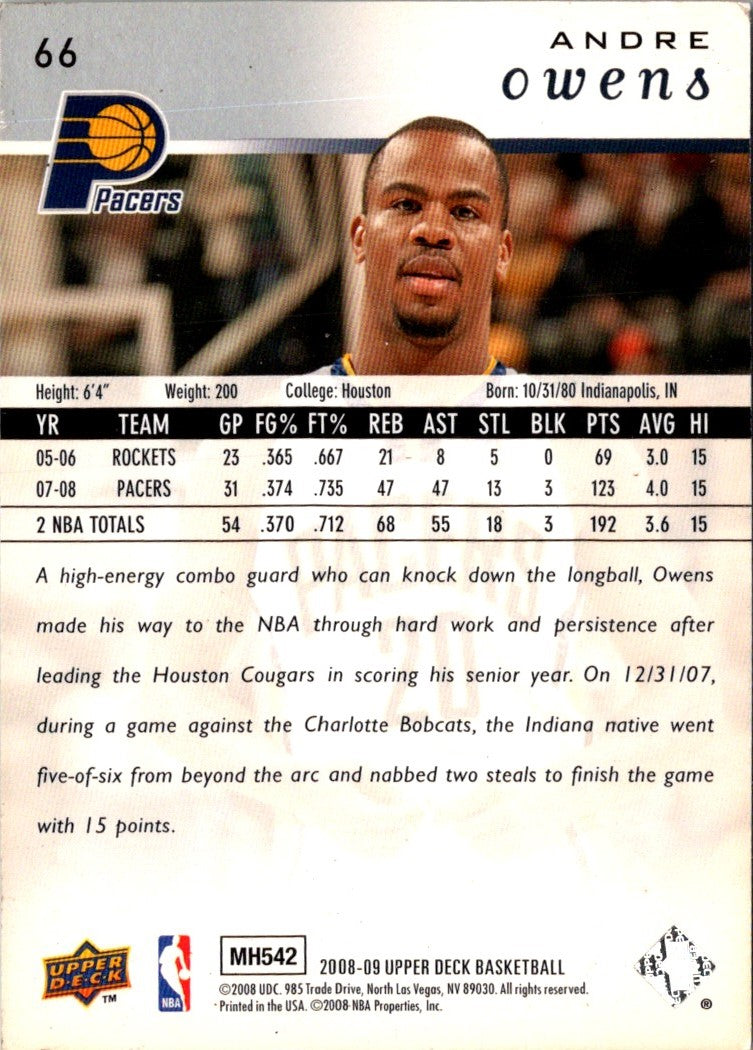2008 Upper Deck Andre Owens