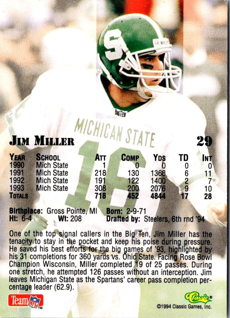 1994 Classic NFL Draft Jim Miller