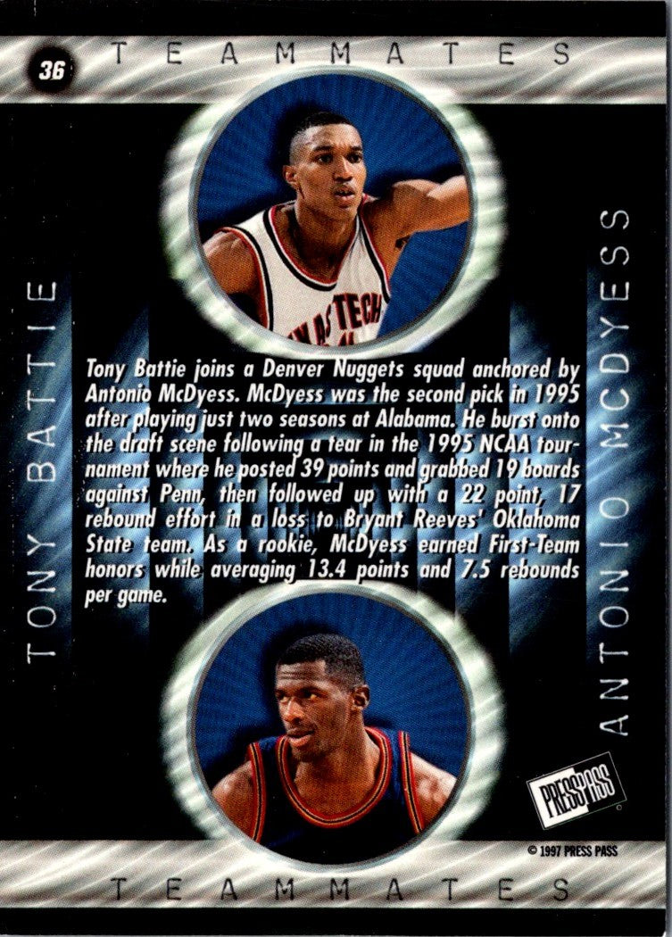 1997 Press Pass Double Threat Blue Tony Battie/Antonio McDyess