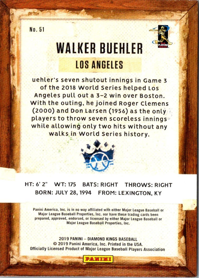 2019 Panini Diamond Kings Walker Buehler