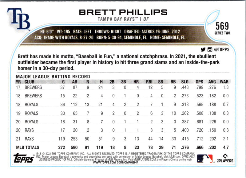 2022 Topps Blue Brett Phillips