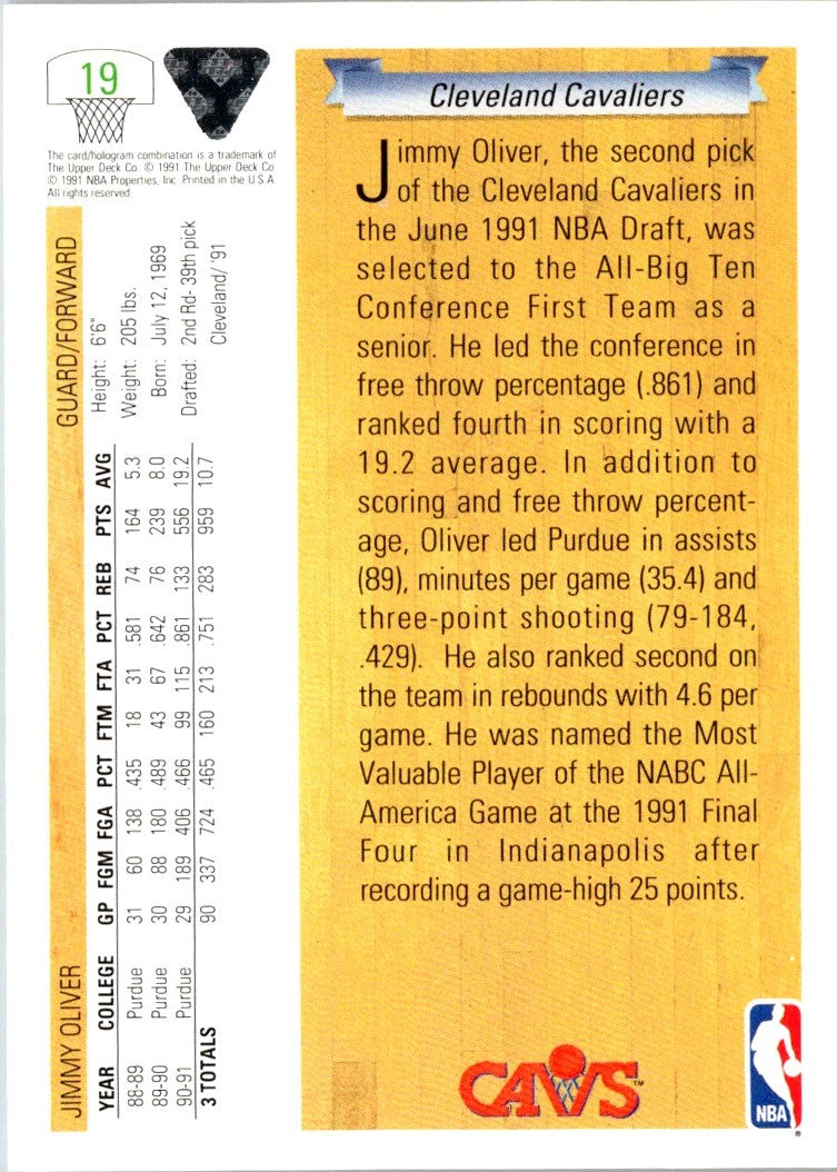 1991 Upper Deck Jimmy Oliver