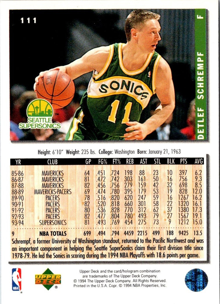 1994 Collector's Choice Silver Signatures Detlef Schrempf