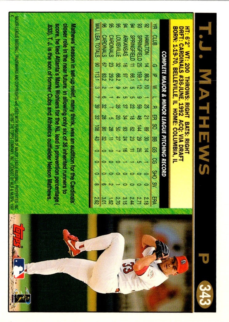 1997 Topps T.J. Mathews