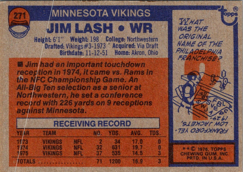 1976 Topps Jim Lash