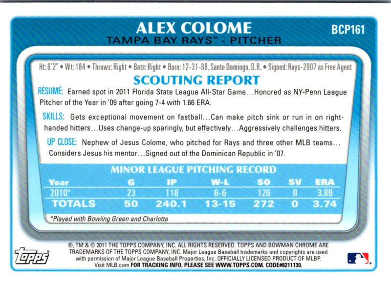 2011 Bowman Chrome Prospects Alex Colome