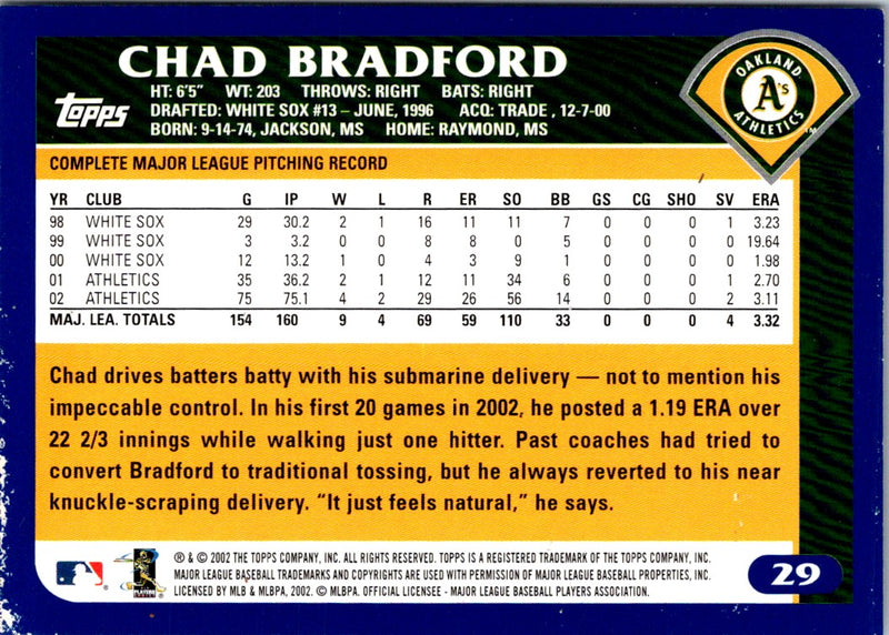 2003 Topps Home Team Advantage Chad Bradford