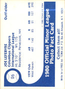 1980 TCMA Columbus Clippers Joe Lefebvre